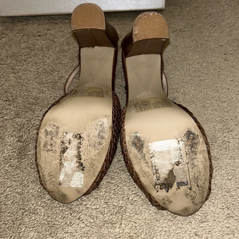 LIU-JO Italian Brown Woven Leather Platform sandal size 38 - Picture 5 of 8